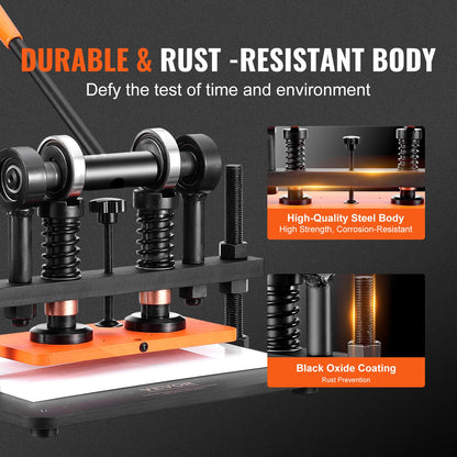 Leather Cutting Machine, 25.9 x 12 cm Embossing Plate Manual Die Cutter, 1.2 cm Pressure Stroke Leather Embossing Machine, Dual Guide Shafts Die Cut Machine for Various of Materials