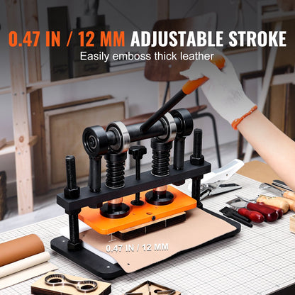 Leather Cutting Machine, 25.9 x 12 cm Embossing Plate Manual Die Cutter, 1.2 cm Pressure Stroke Leather Embossing Machine, Dual Guide Shafts Die Cut Machine for Various of Materials