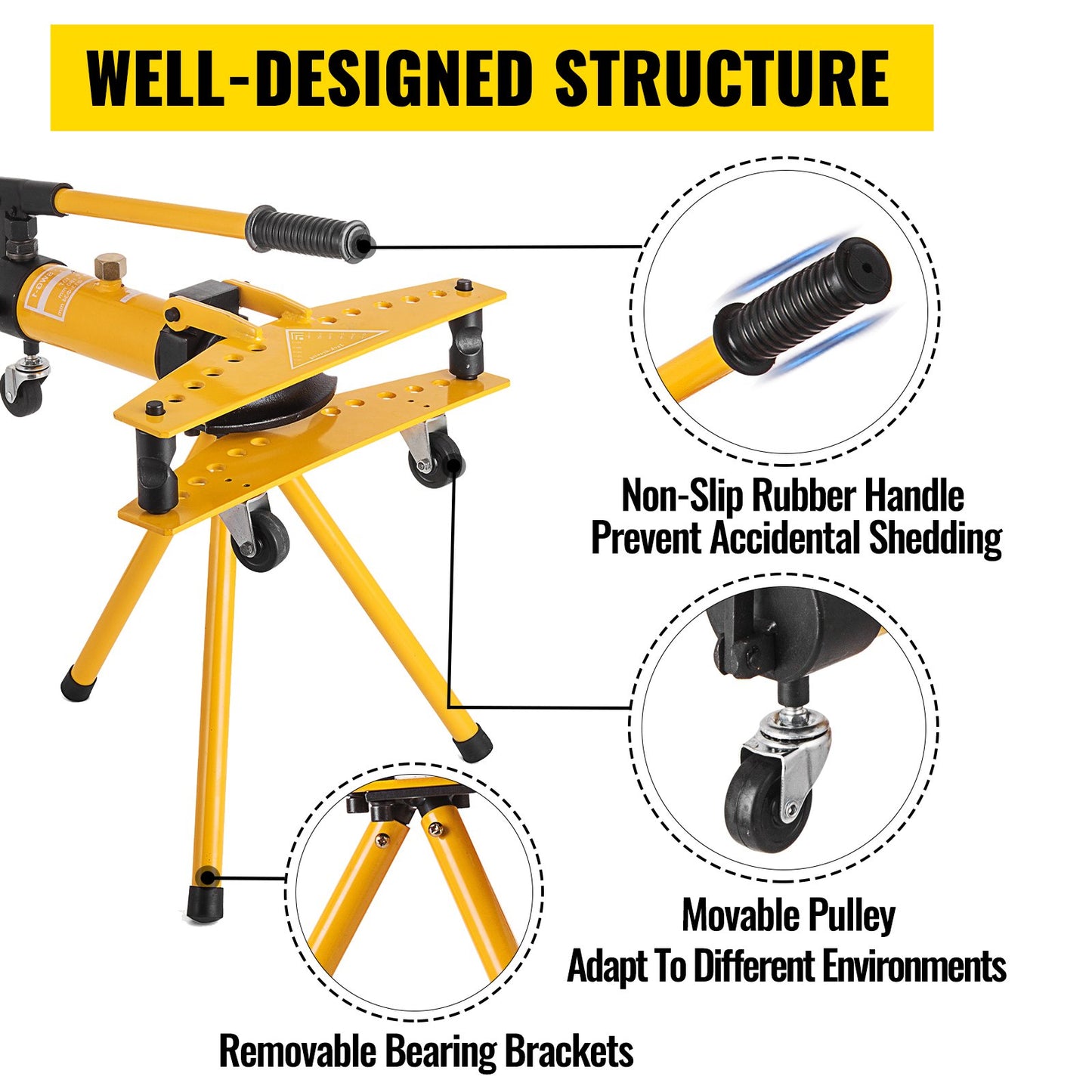 Manuelle hydraulische Rohrbiegemaschine, 10 Tonnen, Durchmesser 6,4–25,4 mm, 6 Biegebacken für Heizungs- und Rohrleitungsbau