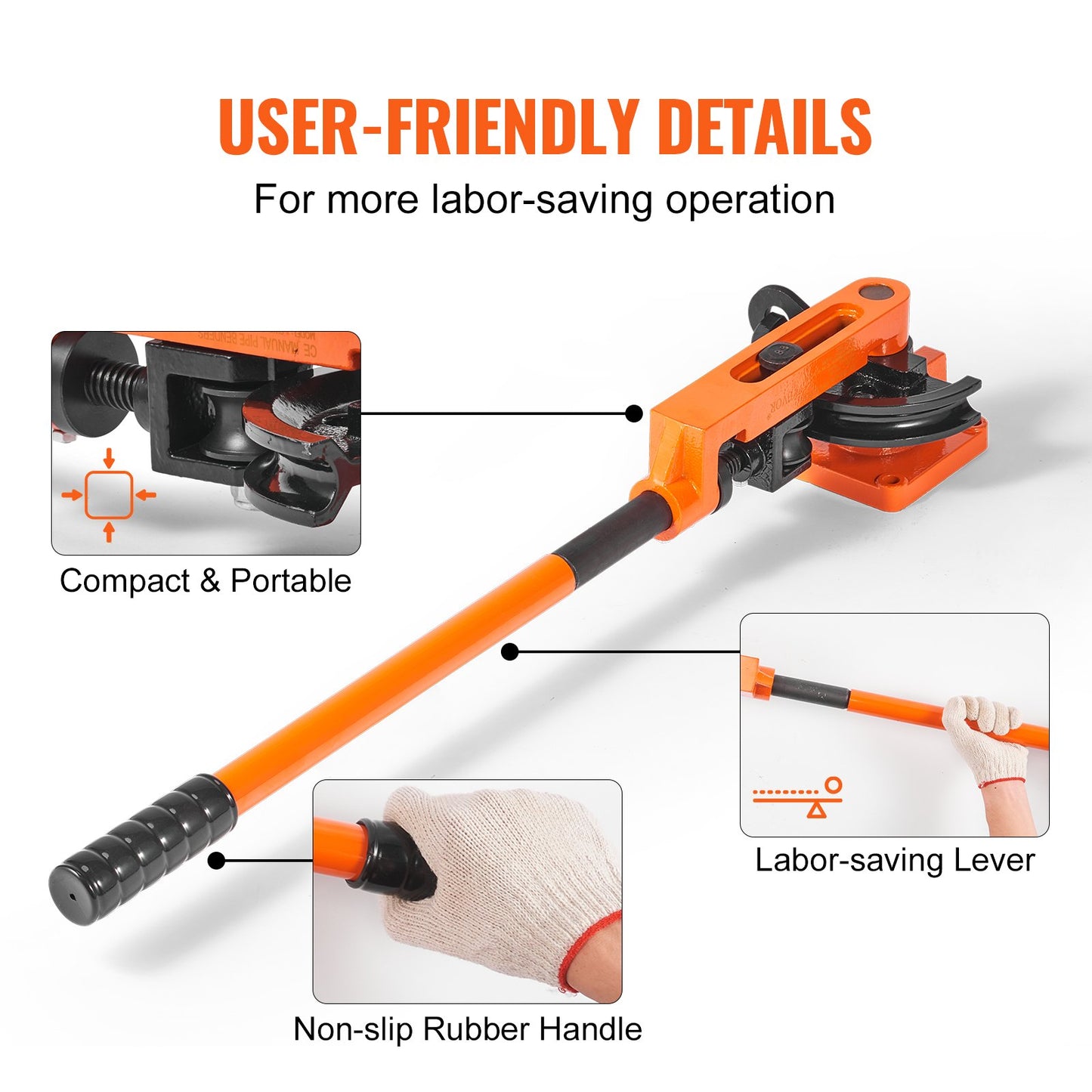 Rohrbiegegerät, manuell, 9,5 mm bis 25,4 mm Außendurchmesser, mit 7 Biegebacken, 180°-Biegewerkzeug für Kupfer- und Aluminiumrohre, geeignet für Klimaanlagen, Kühlschränke und Autoreparaturen