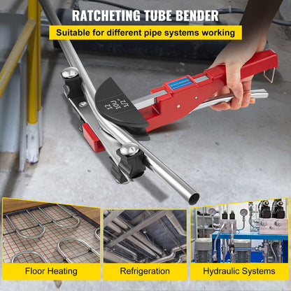 Manuelles Rohrbiegeset mit 7 Köpfen (1/4" bis 7/8") und Multifunktions-Ratschen-Rohrbieger