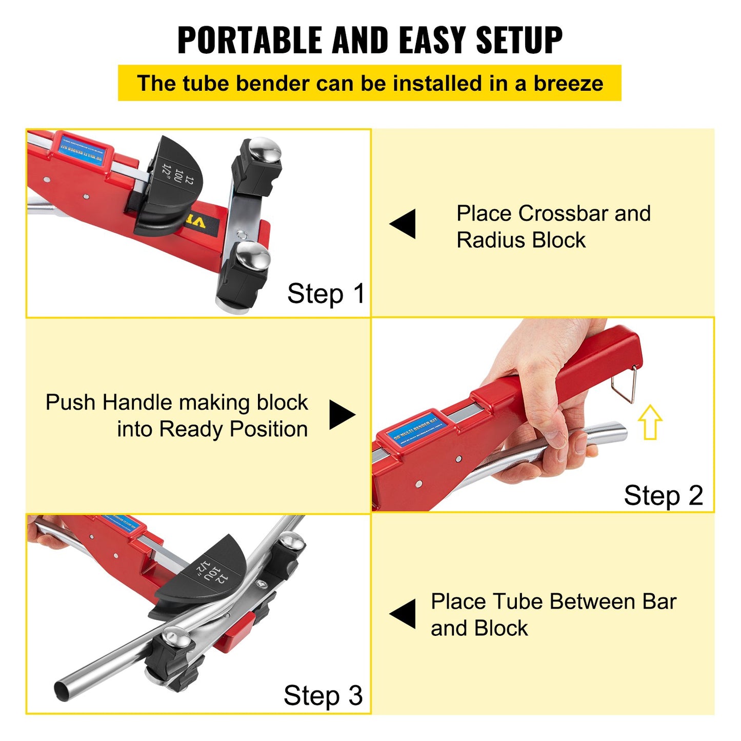 Manuelles Rohrbiegeset mit 7 Köpfen (1/4" bis 7/8") und Multifunktions-Ratschen-Rohrbieger