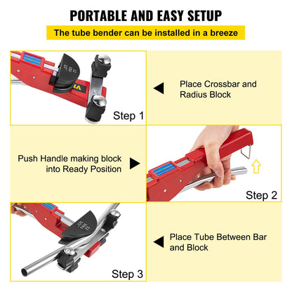 Manuelles Rohrbiegeset mit 7 Köpfen (1/4" bis 7/8") und Multifunktions-Ratschen-Rohrbieger