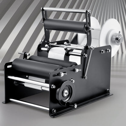 Manuelle Rundflaschen-Etikettiermaschine, 15-20 Stück/min, Flaschenetikettierer für Rundflaschen, verstellbarer manueller Rundflaschen-Etikettierer, geeignet für Flaschendurchmesser 1,98-11,99 cm (mit Andruckstange)