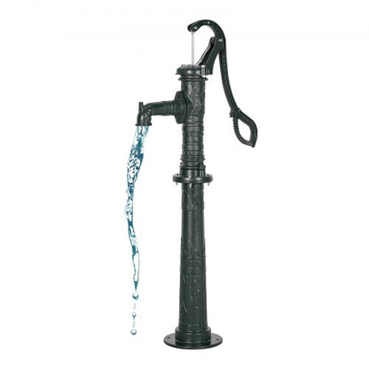Handpumpe für Brunnen, max. Förderhöhe 6 m, antike gusseiserne Handpumpe mit höhenverstellbarem Sockel, NPT 1-1/4"-Anschluss, einfache Installation, für Garten, Teich, Hof, Bauernhof, Grünflächen