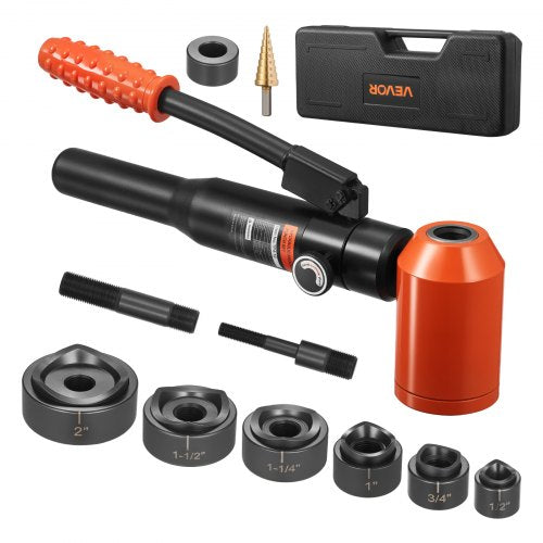 Knockout Punch Set, 98.07 kN Hydraulic Knockout Set, 12.7 to 50.8mm KO Tool Kit Hole Making Tool, KO Tools Kit W/6 Dies for Metal Electrical Cabinets, Electrical Control Cabinets, Switch Cabinet