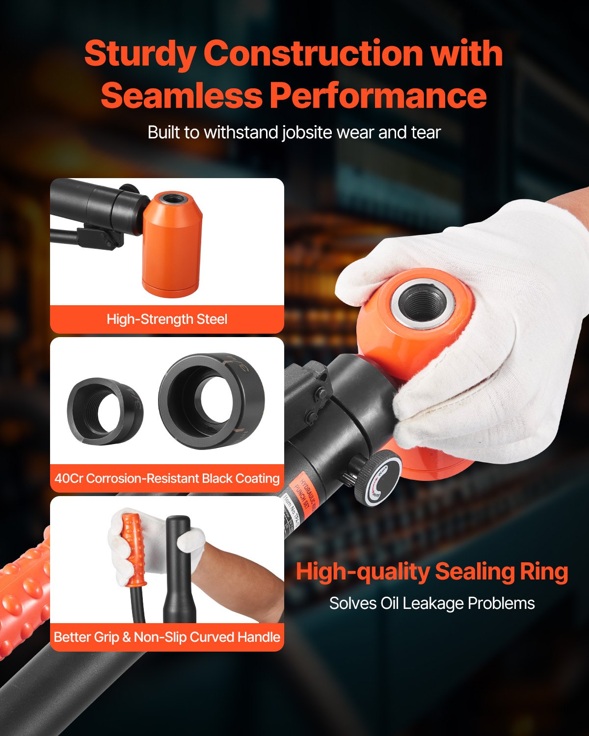 Knockout Punch Set, 98.07 kN Hydraulic Knockout Set, 12.7 to 50.8mm KO Tool Kit Hole Making Tool, KO Tools Kit W/6 Dies for Metal Electrical Cabinets, Electrical Control Cabinets, Switch Cabinet