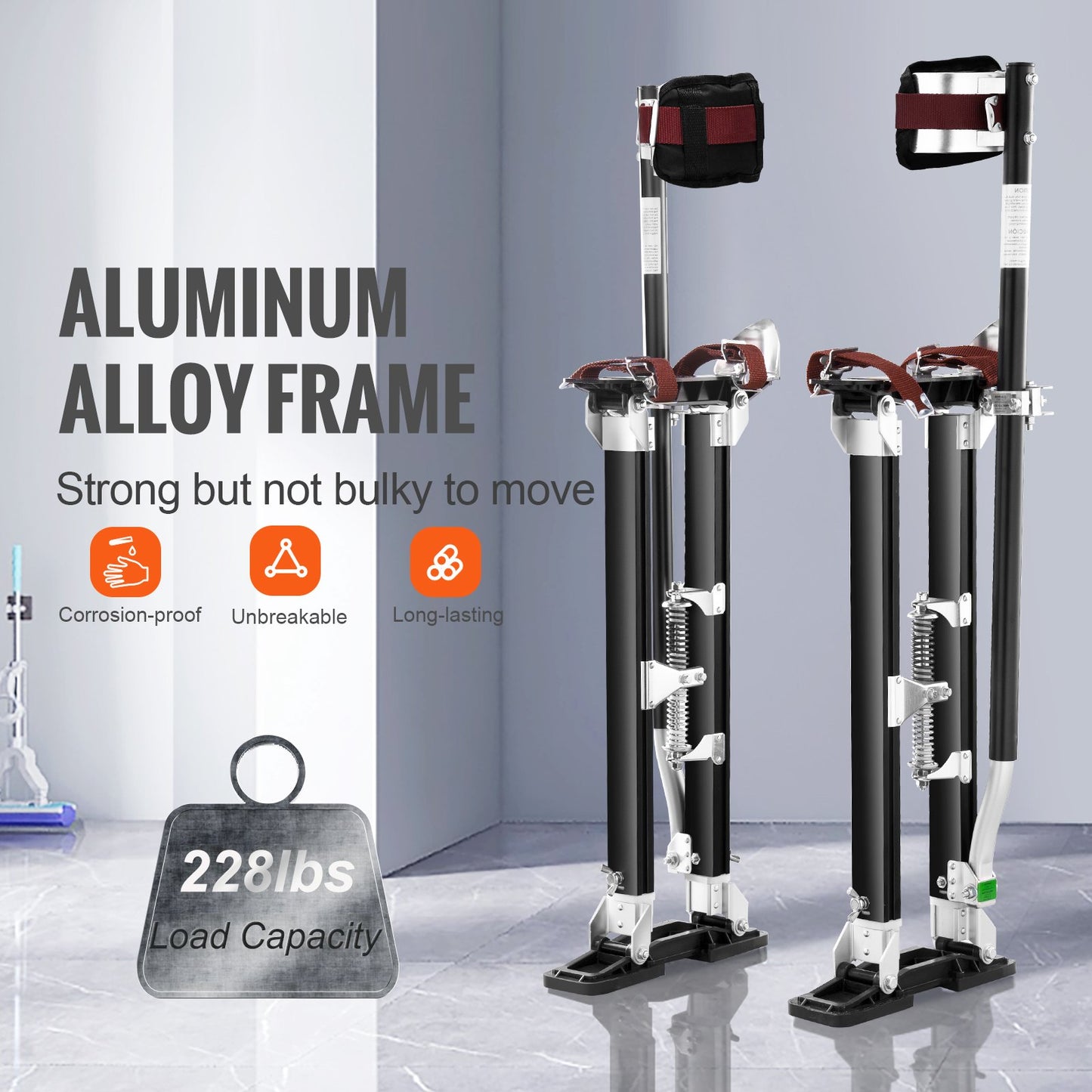 Drywall Stilts Aluminum Tool Stilts 61 cm-102 cm Adjustable Painting Black