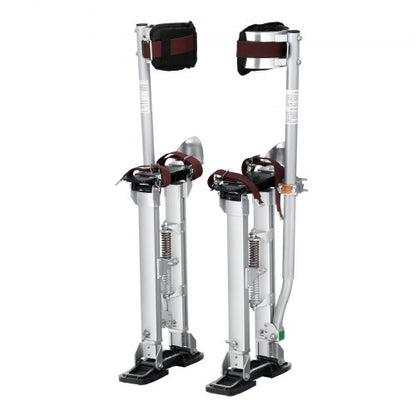 Drywall Stilts, 46 cm-76 cm Adjustable Aluminum Tool Stilts with Protective Knee Pads, Durable and Non-slip Work Stilts for Sheetrock Painting, Walking, Taping, Silver