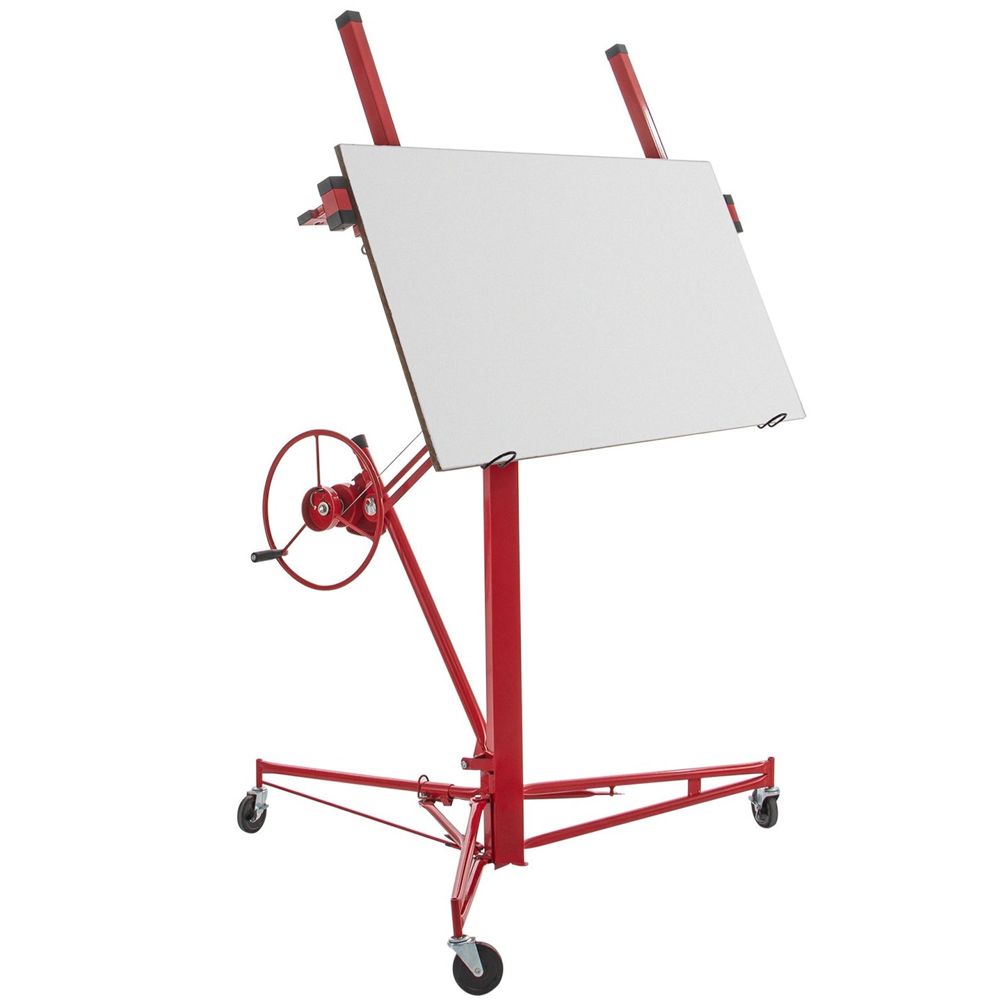 Drywall Rolling Lifter Panel, 16ft Sheetrock Lift Drywall Lift, 150lb Weight Capacity Panel Hoist Jack Tool, Steel Material with Telescopic Arm & 3 Lockable Wheels, 48x192 in Plasterboard Size