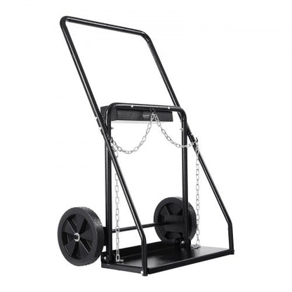 Dual Welding Cylinder Cart, Oxygen Acetylene Tank Cart with 440LBS Static Weight Capacity, 10-Inch Solid Wheels and Tank Storage Safety Chains, Suitable for Double 12.5-Inch Dia. Gas Cylinders