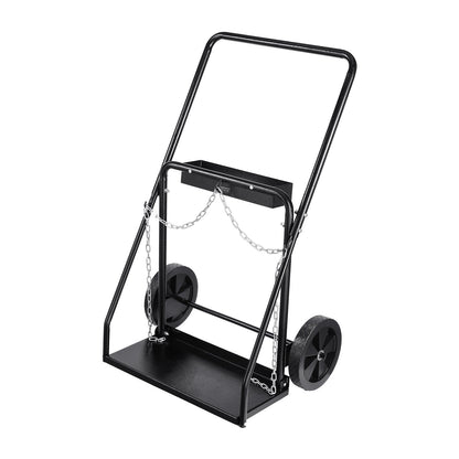 Dual Welding Cylinder Cart, Oxygen Acetylene Tank Cart with 440LBS Static Weight Capacity, 10-Inch Solid Wheels and Tank Storage Safety Chains, Suitable for Double 12.5-Inch Dia. Gas Cylinders