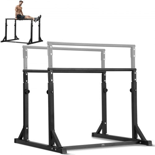 Dip-Barren, 363 kg Tragkraft, robuste Dip-Station mit verstellbarer Höhe, Fitness-Trainings-Dip-Barren-Station mit Stabilisator, Parallelbarren für Liegestütze, Parallelbarren für Krafttraining im Heim-Fitnessstudio