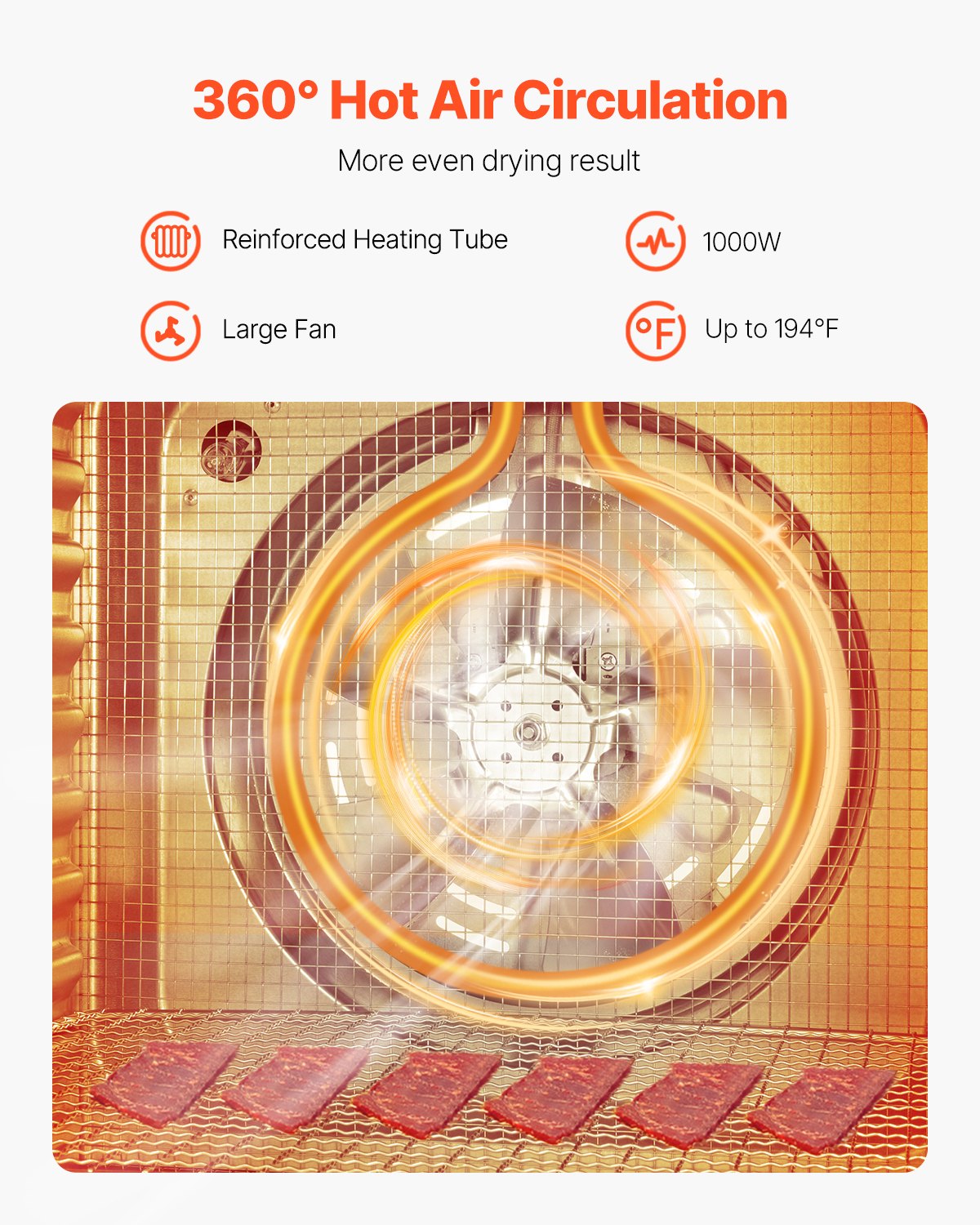 Dörrgerät, 10 Edelstahl-Einschübe, 1000 W elektrischer Lebensmitteltrockner mit einstellbarer Temperatur und 24-Stunden-Timer, Gefriertrockner für Trockenfleisch, Fleisch, Obst, Gemüse, Kräuter, Hundeleckerlis