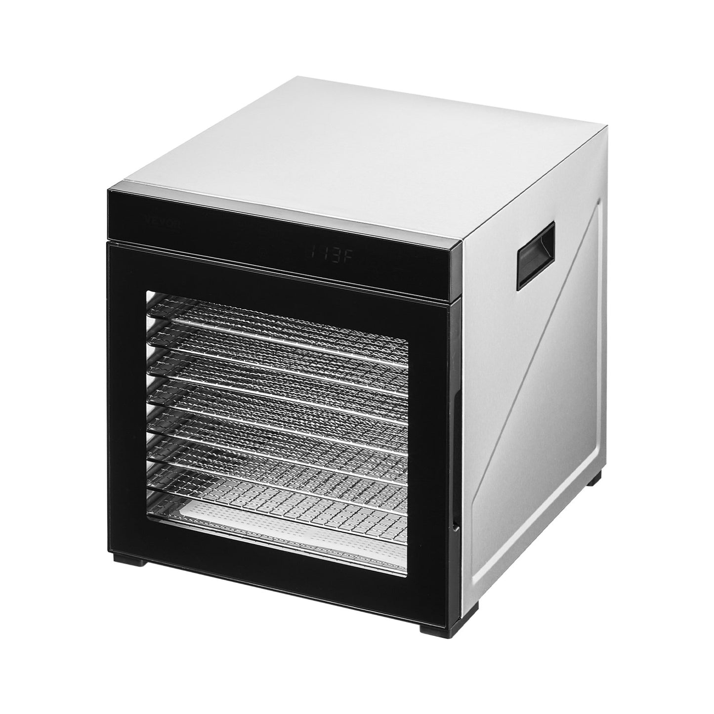 Dörrgerät, 10 Edelstahl-Einschübe, 1000 W elektrischer Lebensmitteltrockner mit einstellbarer Temperatur und 24-Stunden-Timer, Gefriertrockner für Trockenfleisch, Fleisch, Obst, Gemüse, Kräuter, Hundeleckerlis