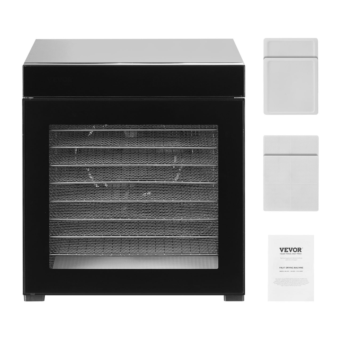 Dörrgerät, 10 Edelstahl-Einschübe, 1000 W elektrischer Lebensmitteltrockner mit einstellbarer Temperatur und 24-Stunden-Timer, Gefriertrockner für Trockenfleisch, Fleisch, Obst, Gemüse, Kräuter, Hundeleckerlis