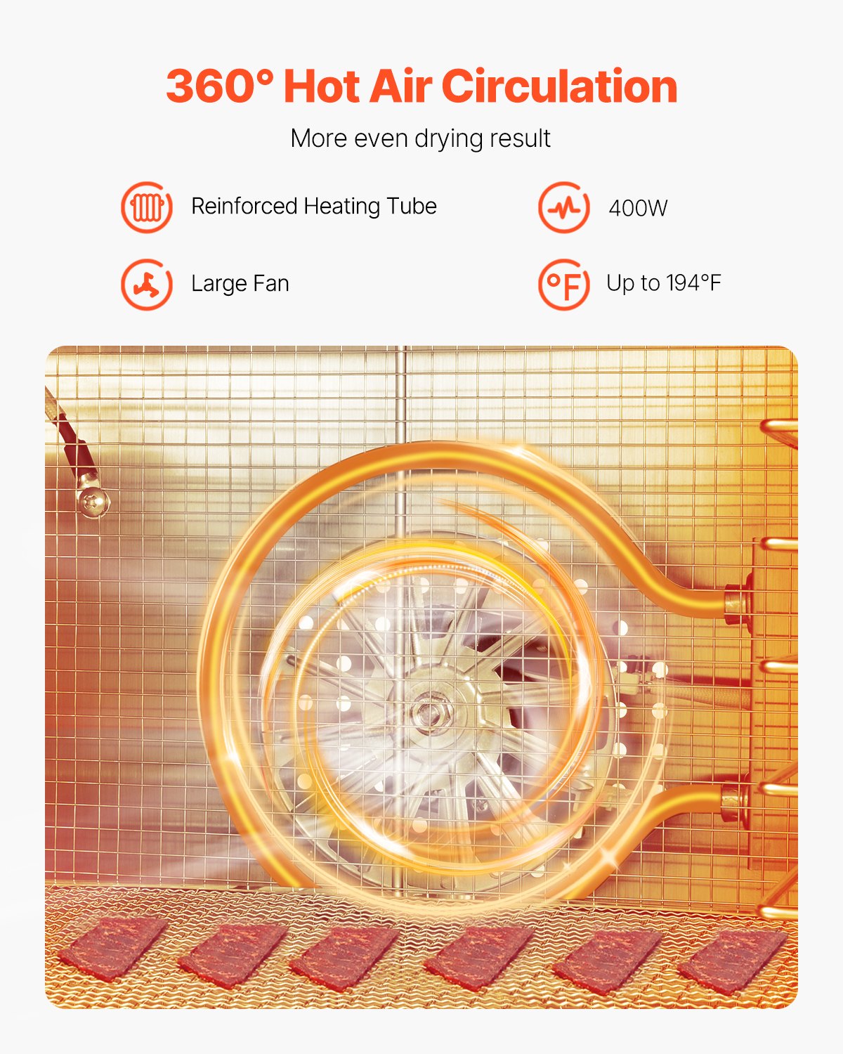 Dörrgerät, 6 Edelstahl-Einschübe, 400-W-Elektro-Lebensmitteltrockner mit einstellbarer Temperatur und 24-Stunden-Timer, Gefriertrockner für Trockenfleisch, Fleisch, Obst, Gemüse, Kräuter, Hundeleckerlis