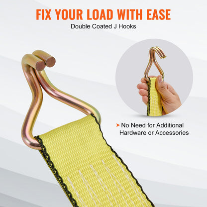 Ratschen-Spanngurte (4er-Pack), 4536 kg Bruchlast, Doppel-J-Haken. Enthält 4 hochwertige 5 cm x 8,23 m Ratschen-Spanngurte mit gepolsterten Griffen zum Sichern von Ladung, Haushaltsgeräten und Gartengeräten.