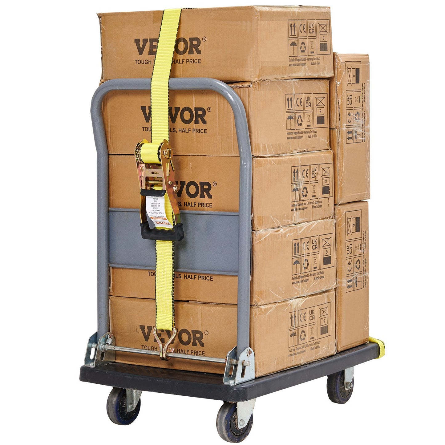 Ratschen-Spanngurte (4er-Pack), 4536 kg Bruchlast, Doppel-J-Haken. Enthält 4 hochwertige 5 cm x 8,23 m Ratschen-Spanngurte mit gepolsterten Griffen zum Sichern von Ladung, Haushaltsgeräten und Gartengeräten.