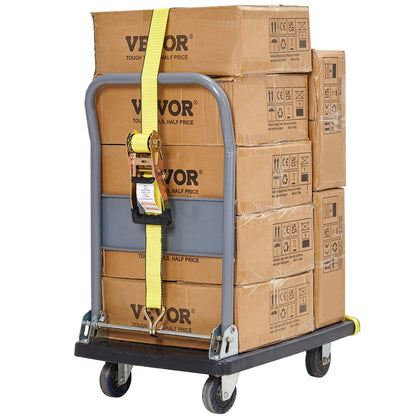 Ratschen-Spanngurte (4er-Pack), 4536 kg Bruchlast, Doppel-J-Haken. Enthält 4 hochwertige 5 cm x 8,23 m Ratschen-Spanngurte mit gepolsterten Griffen zum Sichern von Ladung, Haushaltsgeräten und Gartengeräten.