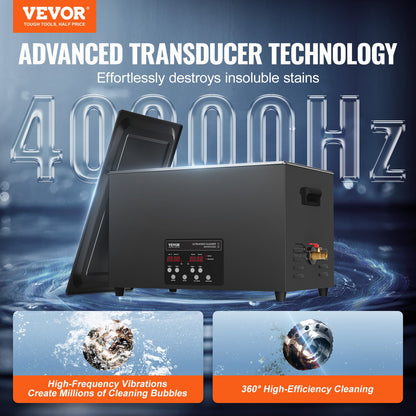 30-Liter-Ultraschallreiniger, 600-W-Digital-Ultraschallreinigungsgerät mit verbesserter Entgasung und Schonmodus, 40-kHz-Industrie-Ultraschallreiniger mit Timer und Heizung für Werkzeuge zur Schmuckreinigung