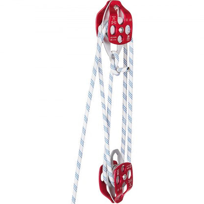 Double Pulley Block & Rope Kit, 12 mm x 30 m Braided Line, Dual Pulley Rigging System, 35 kN Breaking Strength for Tower Work, Hoisting, Training, Outdoor Applications