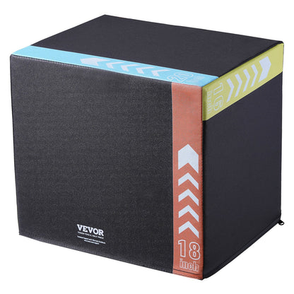 3 in 1 Plyometric Jump Box, 20/18/16 Inch Cotton Plyo Box, Platform & Jumping Agility Box, Anti-Slip Fitness Exercise Step Up Box for Home Gym Training, Conditioning Strength Training, Black