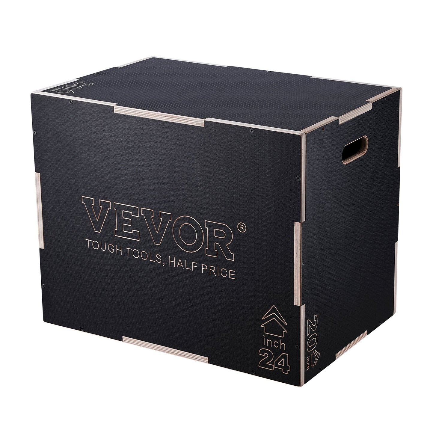 3-in-1 Plyo-Sprungbox, 76/61/51 cm (30/24/20 Zoll) Plyo-Box aus Holz, Plattform &amp; Sprungbox, rutschfeste Fitness-Step-Up-Box für Heimtraining, Konditionstraining, Schwarz