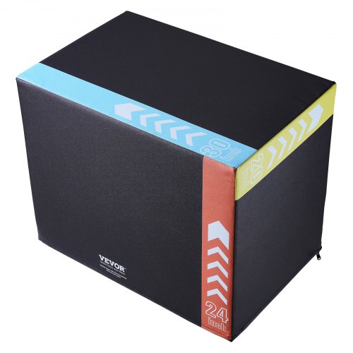 3-in-1 Plyo-Sprungbox, 76/61/51 cm (30/24/20 Zoll) Baumwoll-Plyo-Box, Plattform- und Sprungbox, rutschfeste Fitness-Step-Up-Box für Heimtraining, Konditionstraining, Schwarz
