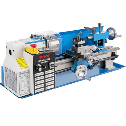 Mini Metal Lathe, 17.8 cm x 35.6 cm Benchtop Metal Lathe, 550W Variable Speed 2250RPM Metal Lathe, with 3-jaw Chuck CNC Mini Lathe Machine, Precision Mini Lathe w/Tool Box Digital Display for Metal Turning