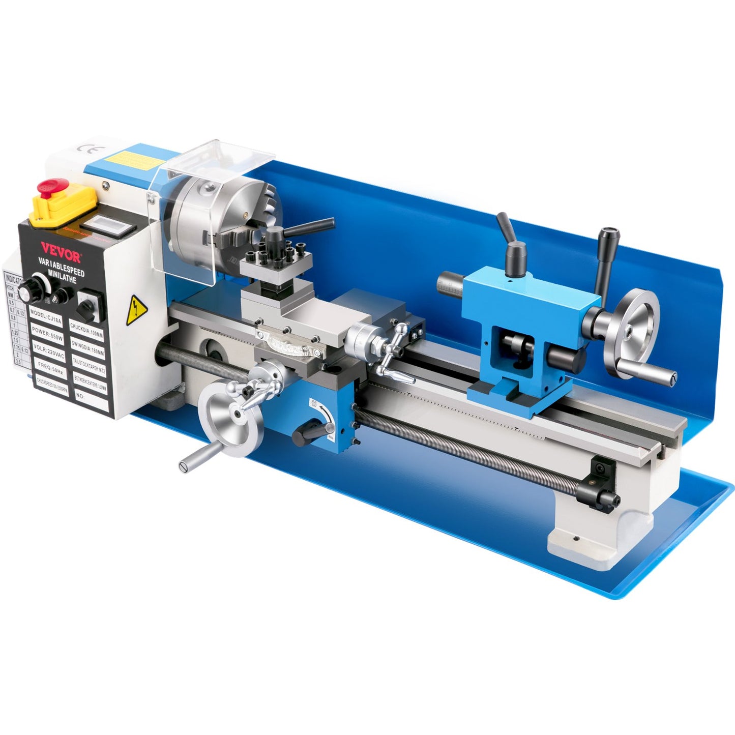 Mini Metal Lathe, 17.8 cm x 35.6 cm Benchtop Metal Lathe, 550W Variable Speed 2250RPM Metal Lathe, with 3-jaw Chuck CNC Mini Lathe Machine, Precision Mini Lathe w/Tool Box Digital Display for Metal Turning