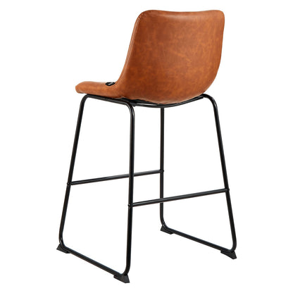 Barhocker-Set, 4er-Set, 65 cm hohe Tresenhocker, moderner Tresenhocker aus PU-Leder mit Rückenlehne, Metallbeine, einfach zu montieren, armloser Barhocker, Küchen- und Esszimmerhocker, Braun