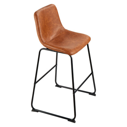 Barhocker-Set, 4er-Set, 65 cm hohe Tresenhocker, moderner Tresenhocker aus PU-Leder mit Rückenlehne, Metallbeine, einfach zu montieren, armloser Barhocker, Küchen- und Esszimmerhocker, Braun