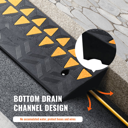 Bordsteinrampe aus Gummi, 9 cm Steigung, Gehwegrampe, 25 cm breit, 100 cm lang, Einfahrtrampe für Bordsteine, 15 t Tragkraft, robuste Gummirampe für Gabelstapler, Lkw, Busse, Pkw, Rollstühle, Fahrräder