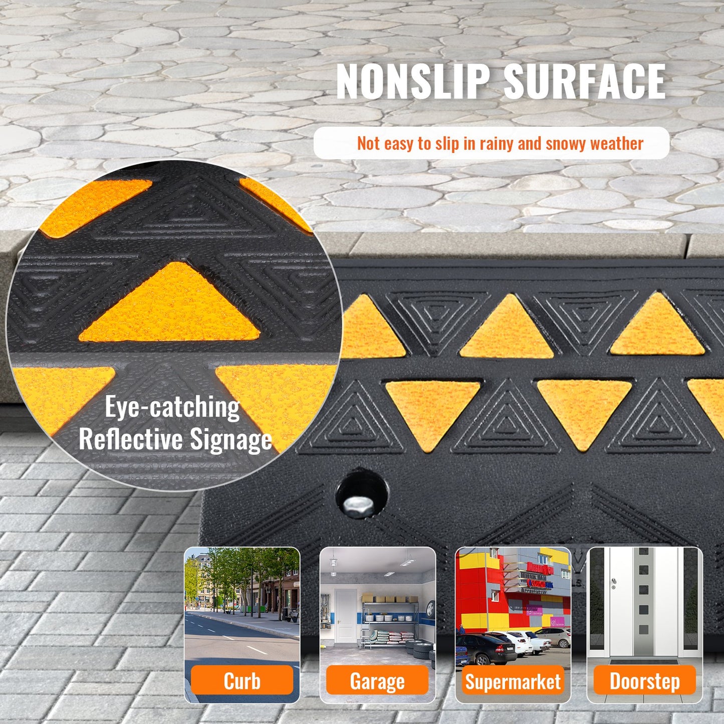 Gummibordsteinrampe, 2er-Pack, 11 cm Steigung, hochbelastbar bis 15 t Tragkraft, Schwellenrampen, Einfahrtrampen mit stabiler Gitterstruktur für Autos, Rollstühle, Fahrräder und Motorräder