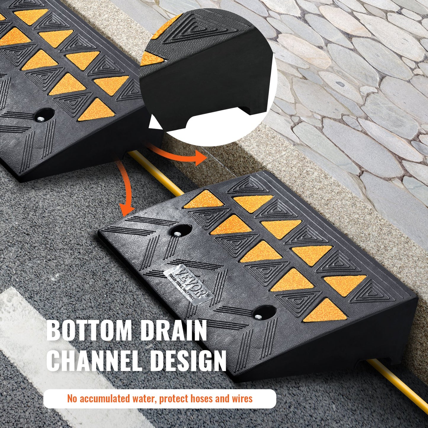 Gummibordsteinrampe, 2er-Pack, 11 cm Steigung, hochbelastbar bis 15 t Tragkraft, Schwellenrampen, Einfahrtrampen mit stabiler Gitterstruktur für Autos, Rollstühle, Fahrräder und Motorräder