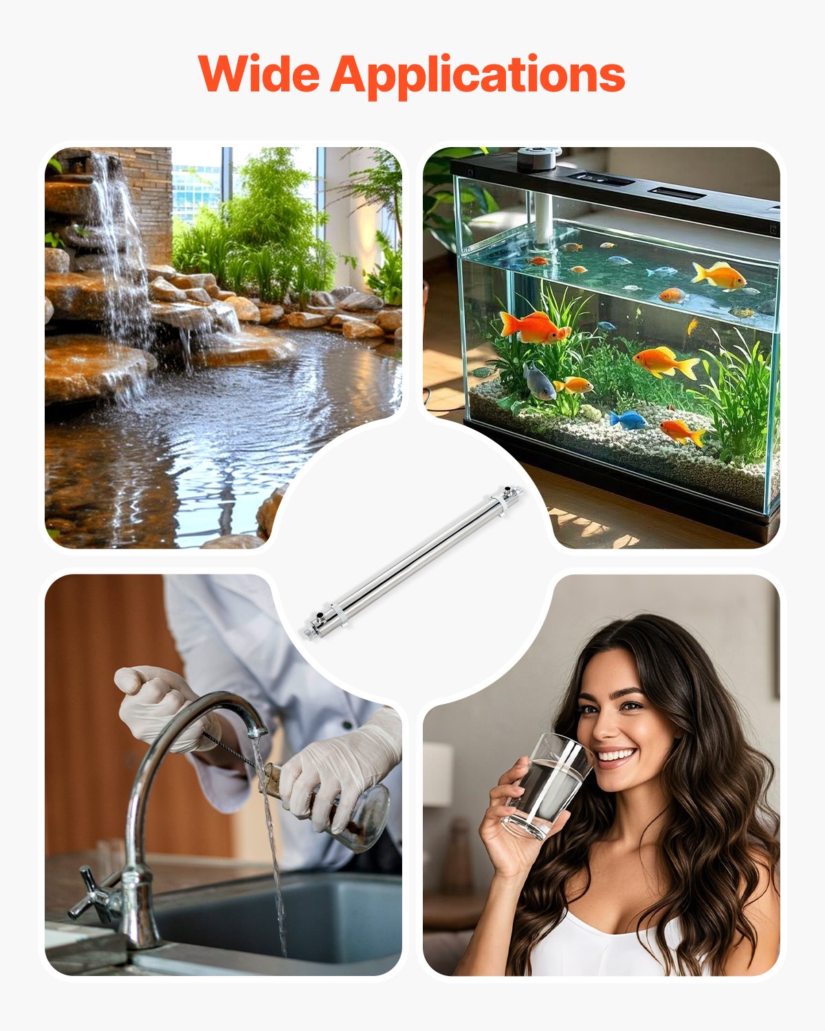 UV Water Purifier, 55W 12GPM, 220V Versatile Ultraviolet Water Purifier Filter with Stainless Steel Housing, Whole House UV Water Filter with Quartz Sleeve Fit for Shower/Drinking/Cleaning