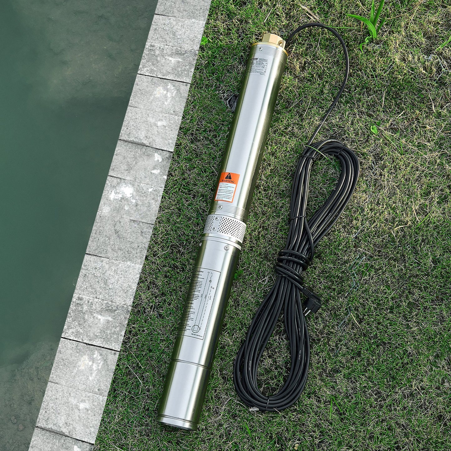 Tiefbrunnen-Tauchpumpe, 750 W Leistung, 230 V, 100 l/min Fördermenge, 75 m Förderhöhe, mit 20 m Kabel, Edelstahl-Wasserpumpe, für industrielle Bewässerung und Hausgebrauch, Schutzart IP68 (wasserdicht).