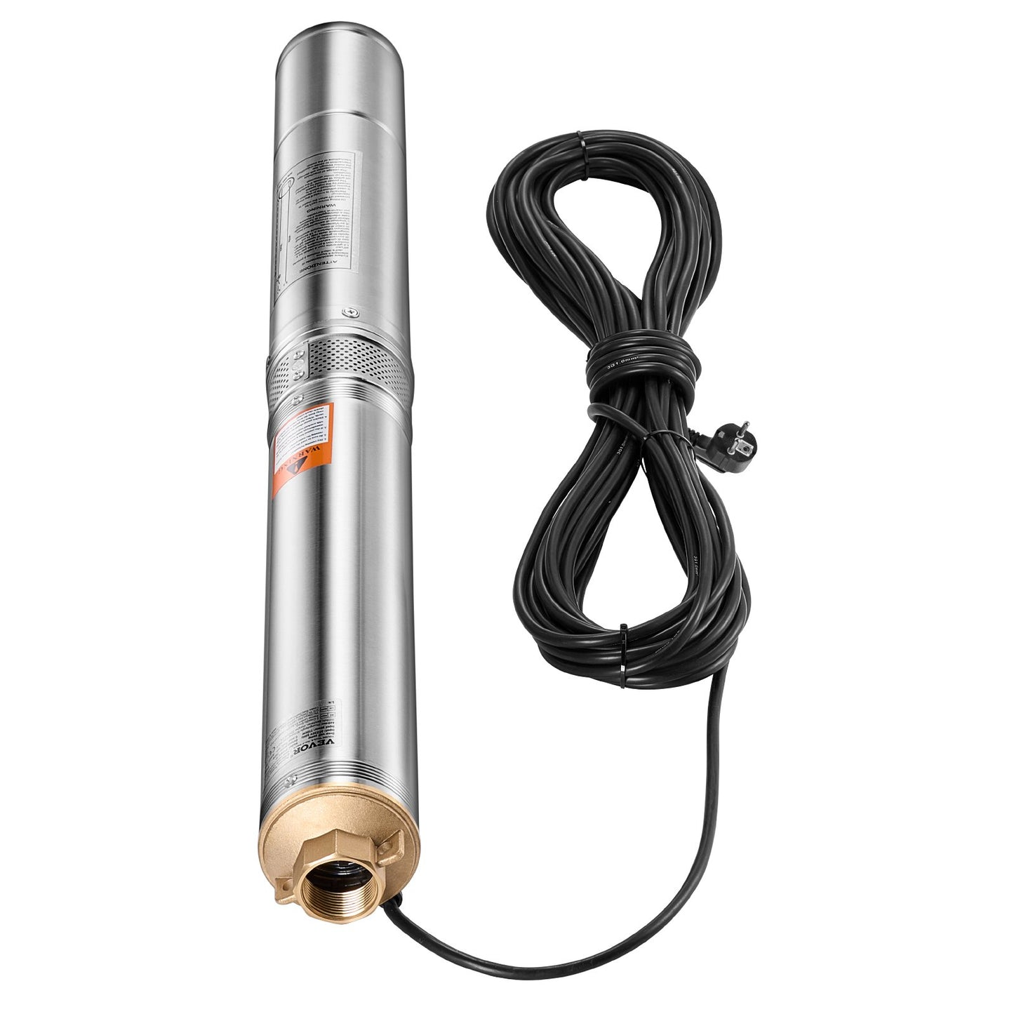 Tiefbrunnen-Tauchpumpe, 750 W Leistung, 230 V, 100 l/min Fördermenge, 75 m Förderhöhe, mit 20 m Kabel, Edelstahl-Wasserpumpe, für industrielle Bewässerung und Hausgebrauch, Schutzart IP68 (wasserdicht).