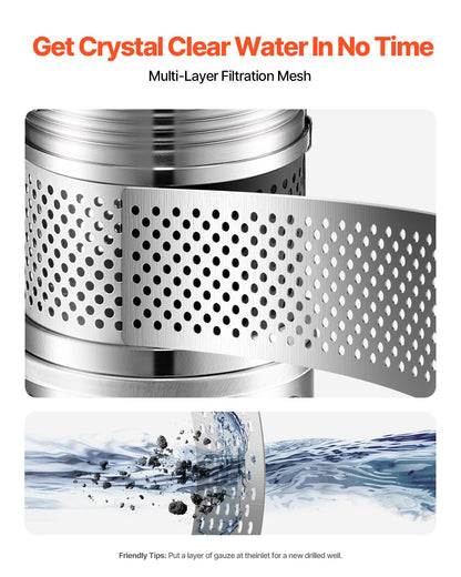 Tiefbrunnen-Tauchpumpe, 550 W Leistung, 230 V, 100 l/min Fördermenge, 53 m Förderhöhe, mit 20 m Kabel, externer Steuereinheit, Edelstahl-Wasserpumpe, für industrielle Bewässerung und Hausgebrauch, Schutzart IP68