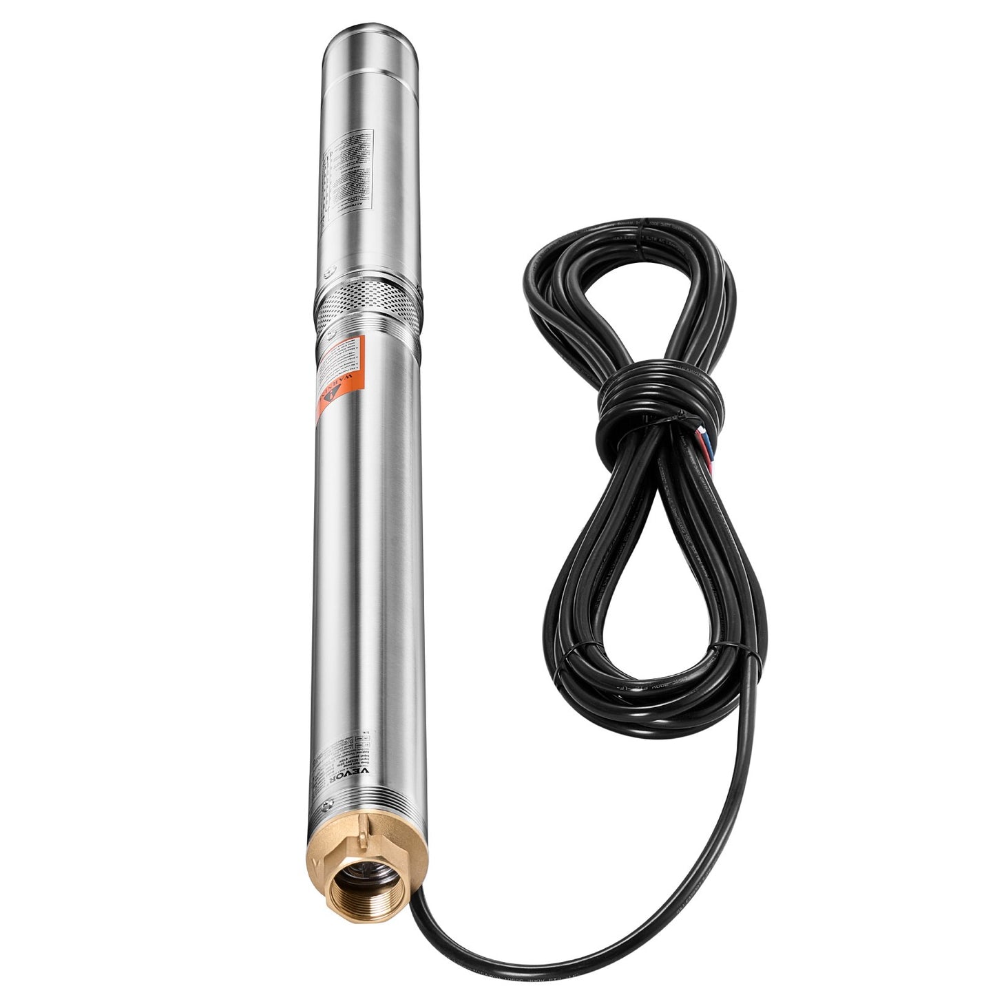 Tiefbrunnen-Tauchpumpe, 550 W Leistung, 230 V, 100 l/min Fördermenge, 53 m Förderhöhe, mit 20 m Kabel, externer Steuereinheit, Edelstahl-Wasserpumpe, für industrielle Bewässerung und Hausgebrauch, Schutzart IP68