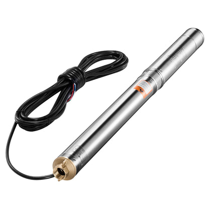 Tiefbrunnen-Tauchpumpe, 550 W Leistung, 230 V, 65 l/min Fördermenge, 64 m Förderhöhe, mit 20 m Kabel, externer Steuereinheit, Edelstahl-Wasserpumpe, für industrielle Bewässerung und Hausgebrauch, Schutzart IP68