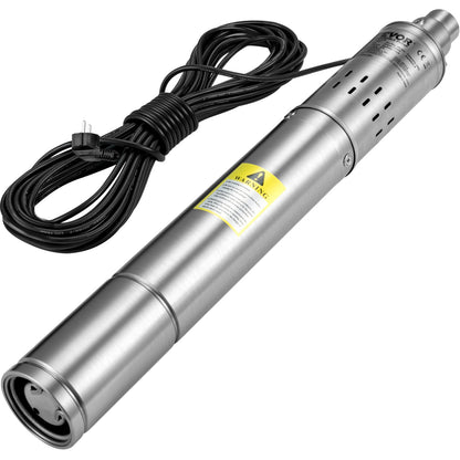 Tiefbrunnen-Tauchpumpe, 550 W, 230 V/50 Hz, 35 l/min, 108 m Förderhöhe, sandbeständig (&lt; 5 %), 20 m Netzkabel, 7,6 cm Edelstahl-Wasserpumpe für Industrie, Bewässerung und Haushalt, IP68 wasserdicht