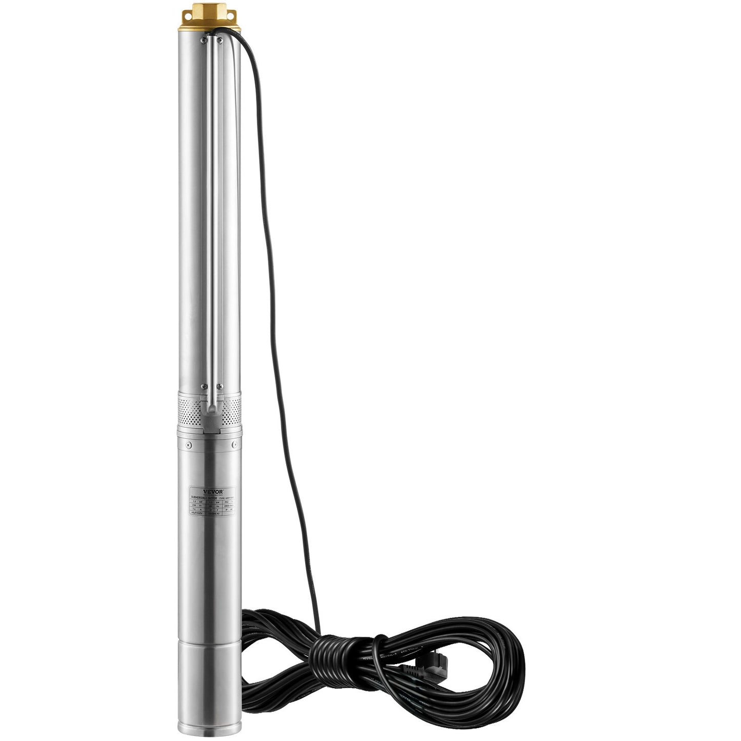 Deep Well Submersible Pump, 1100W 230V 50Hz, 7.1 m³/h Max Flow 105 m Max Head with 19.4 m Electric Cord, Stainless Steel Water Pumps for Industrial Irrigation and Home Use, IP68 Waterproof Grade