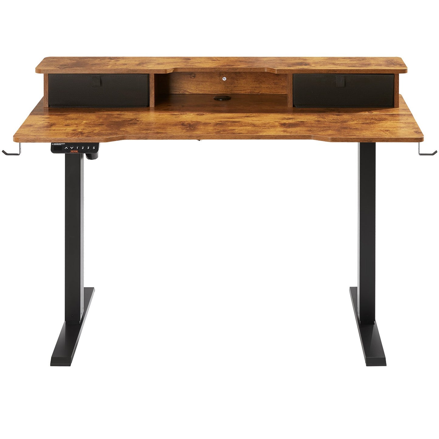 Höhenverstellbarer Schreibtisch, 120 x 60 cm, elektrischer Doppelmonitor-Arbeitsplatz, durchgehende Tischplatte, höhenverstellbar, 3-Tasten-Modus, robustes Doppelmetallgestell, Tragkraft 82 kg, für Computer, Homeoffice