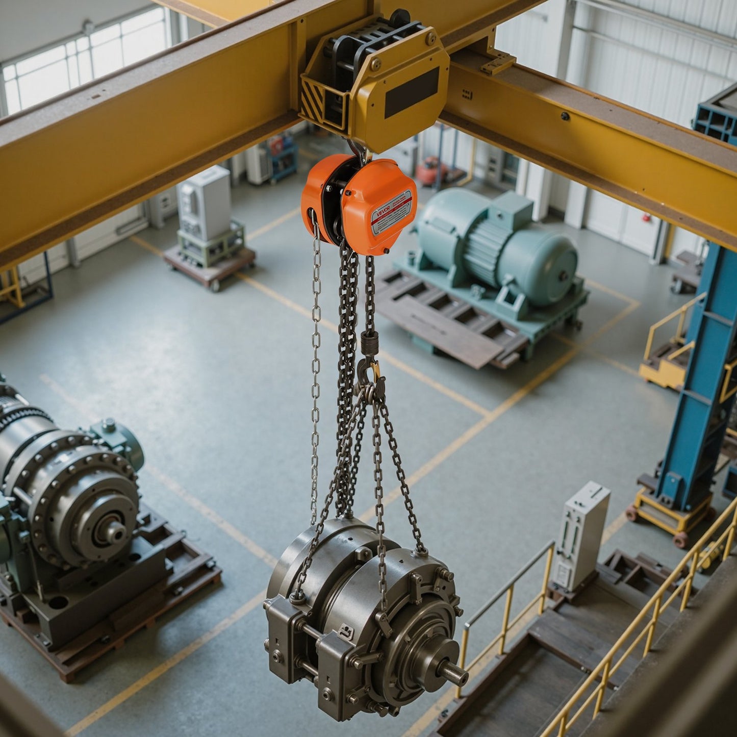 Hand Chain Hoist, 1 Ton 2200 lbs Capacity, Manual Chain Block with Upgrade G80 Galvanized Chain, 3 m Lifting Height, Heavy Duty Pulley Hoist for Garage Warehouse Automotive Machinery, Orange