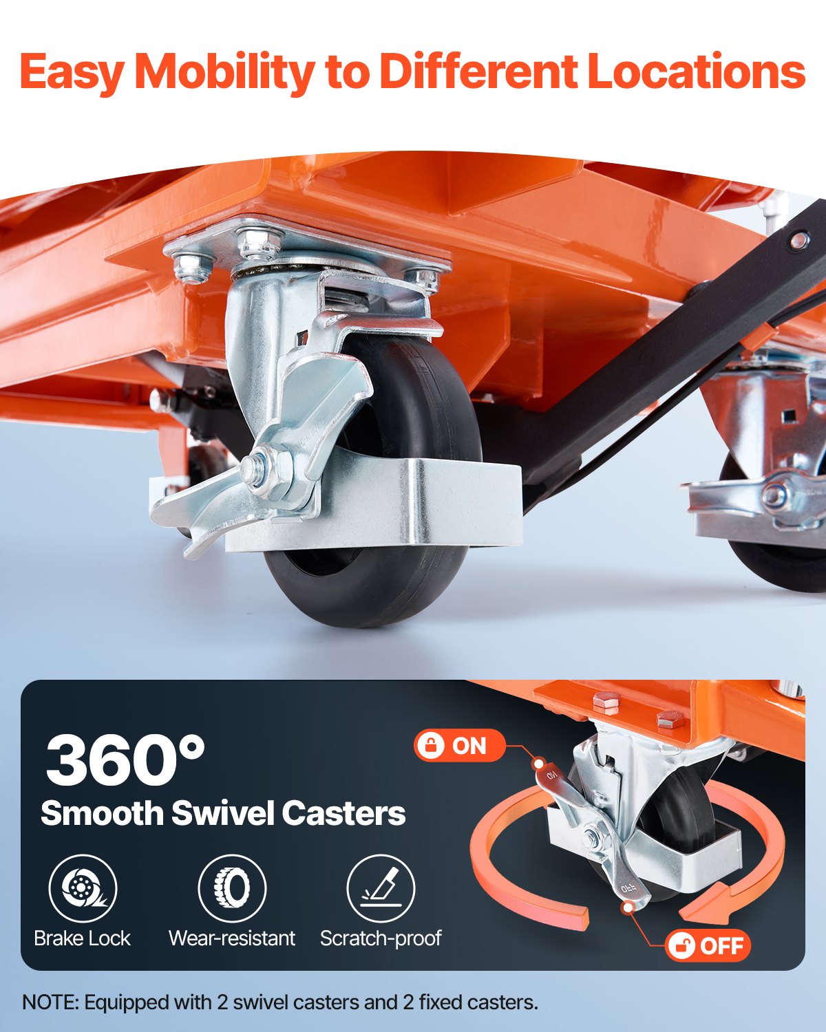 Hydraulic Lift Table, 500 lbs Capacity, 47.2" Lifting Height, Double Scissor Lift Table Cart with 4 Wheels and Non-slip Pad, Manual Hydraulic Lifting Cart for Material Handling & Transportation