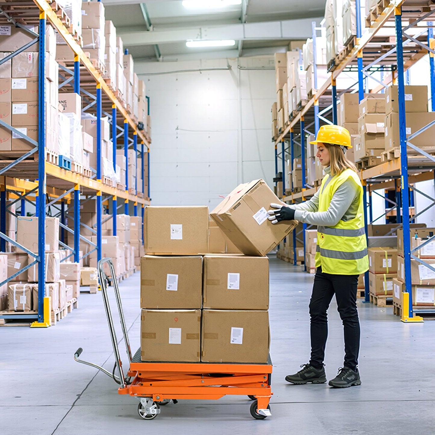 Hydraulic Lift Table, 500 lbs Capacity, 47.2" Lifting Height, Double Scissor Lift Table Cart with 4 Wheels and Non-slip Pad, Manual Hydraulic Lifting Cart for Material Handling & Transportation