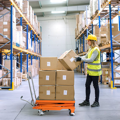 Hydraulic Lift Table, 500 lbs Capacity, 47.2" Lifting Height, Double Scissor Lift Table Cart with 4 Wheels and Non-slip Pad, Manual Hydraulic Lifting Cart for Material Handling & Transportation