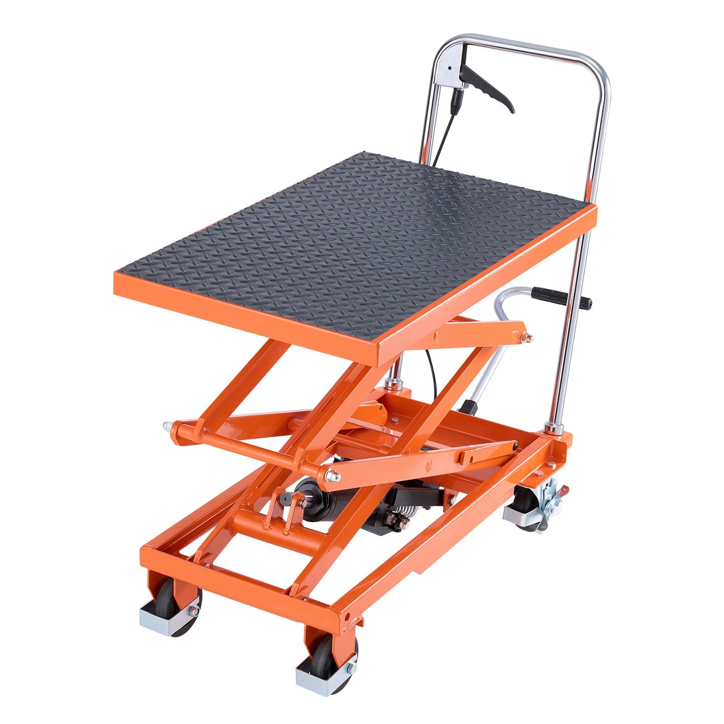 Hydraulic Lift Table, 500 lbs Capacity, 47.2" Lifting Height, Double Scissor Lift Table Cart with 4 Wheels and Non-slip Pad, Manual Hydraulic Lifting Cart for Material Handling & Transportation